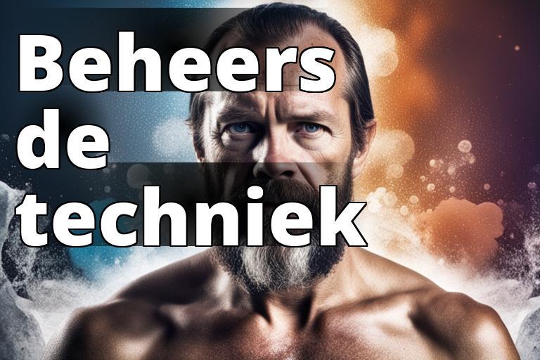 De afbeelding moet een illustratie zijn van Wim Hof die de ademhalingstechniek uitvoert