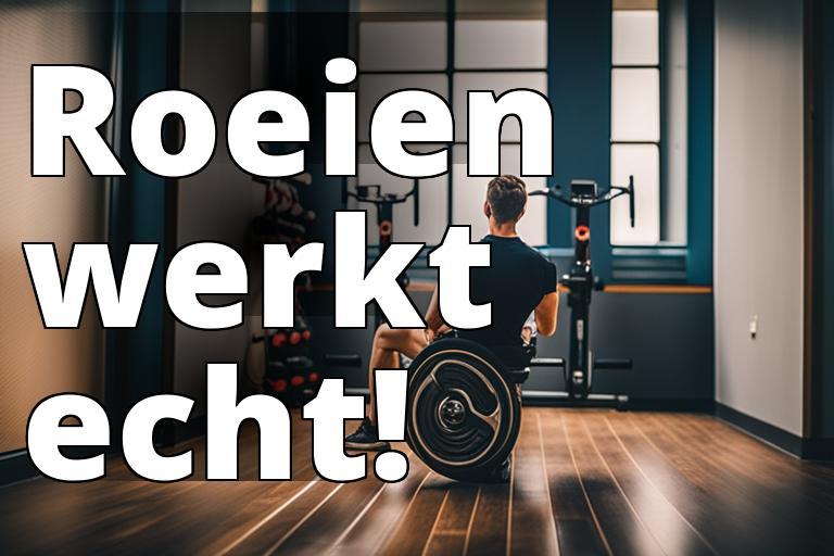 Een afbeelding van een persoon die op een roeitrainer traint